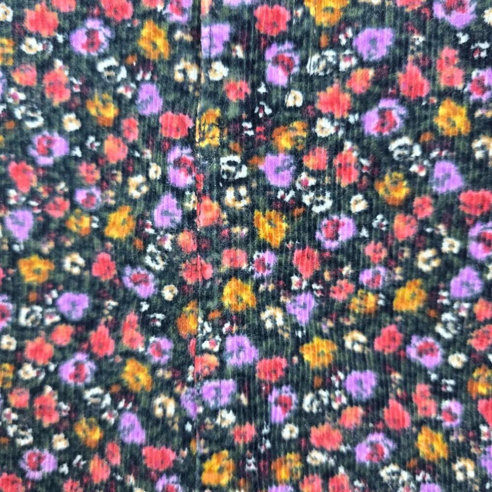 Girls Floral Corduroy Skirt M 7/8 Cottagecore 70s Boho Mustard